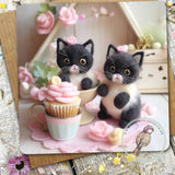 Sugar Paws - Blank Greeting Card - Black & White Kitties - #39