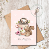 Happy Birthday To A Lovely Friend - Squirrel And Hedgehog