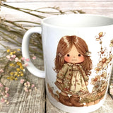 Cute Vintage Girl Ceramic Mug