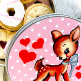 Cute Pink Valentine Deer Vintage Inspired Tin